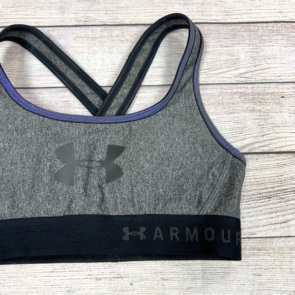 Under Armour Gray Padded Workout Racerback Sports Bra Size XS Compression - Picture 4 of 6